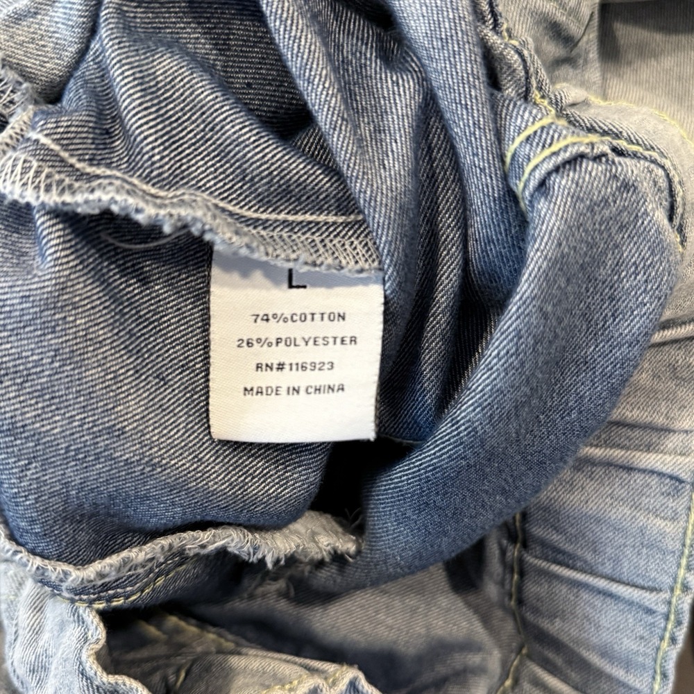 Light Wash Denim Hooded Jean Jacket Women's Large Button Front Casual - Picture 9 of 13
